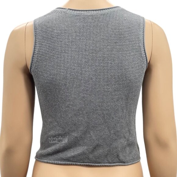 J. Jill Gray Waffle Weave Knit Cotton V-Neck Single Breasted Sweater Vest Small - Picture 3 of 6